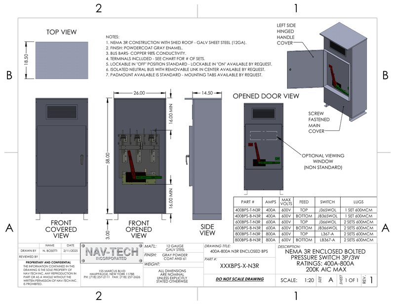 N3R 400A-800A BPS drawing